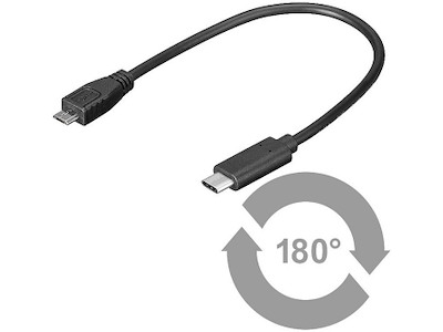 USB-C to USB2.0 Micro B 0.2M, Black, for synching and
charging