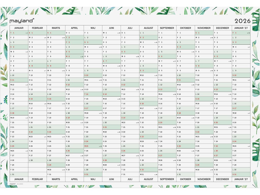 Kæmpekelander whiteboard 1x13 mdr. 2026