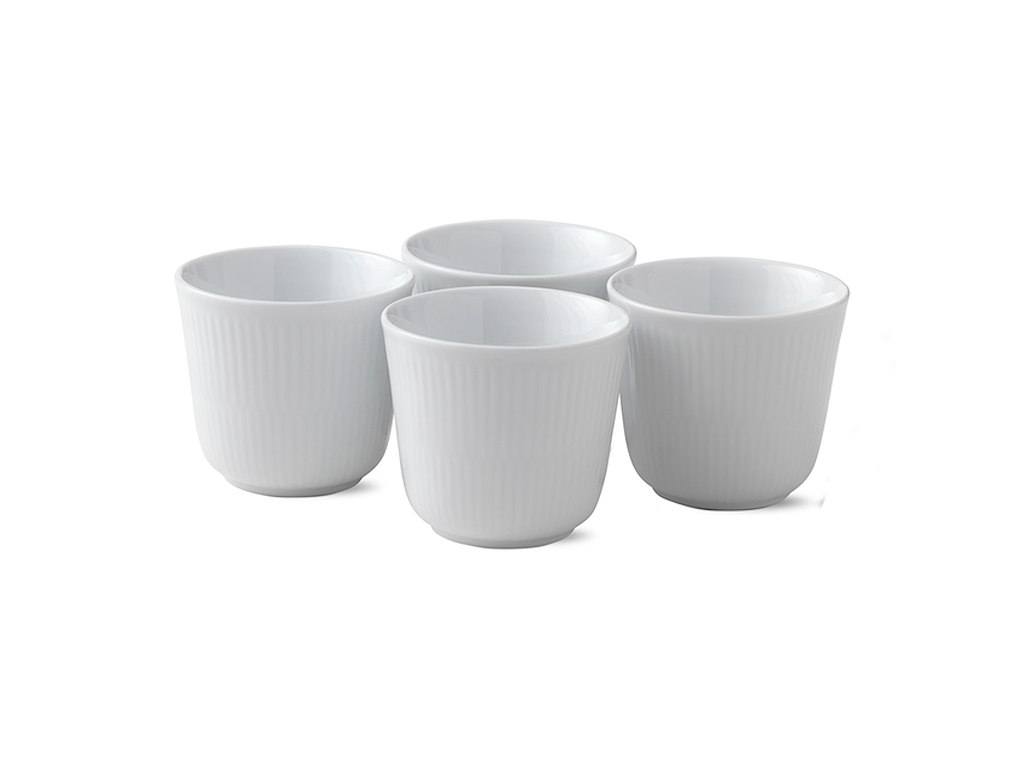 Royal Copenhagen Hvid Riflet Termokopper - 4 stk.