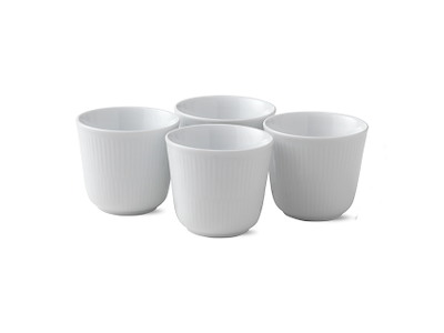 Royal Copenhagen Hvid Riflet Termokopper - 4 stk.