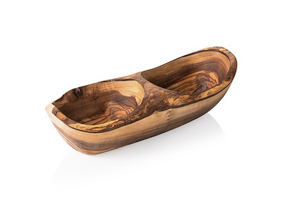 Skål Naturlig Dobbelt Oliventræ 25x11x3,