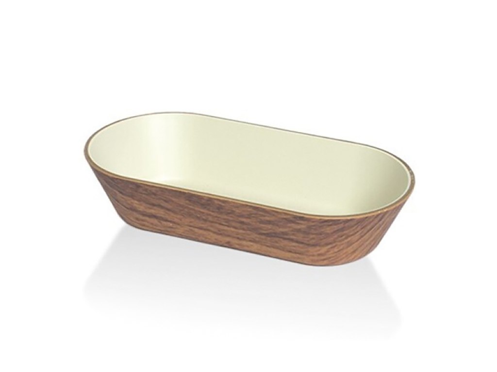 Fad Snack Oval 19x10 cm Trælook/Hvid