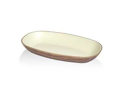 Skål Snack Oval 15x9 cm Trælook/Hvid