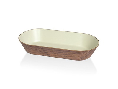 Fad Snack Oval 24x13 cm Trælook/Hvid