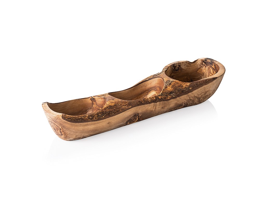 Skål Naturlig Dobbelt Oliventræ 35x9x9cm