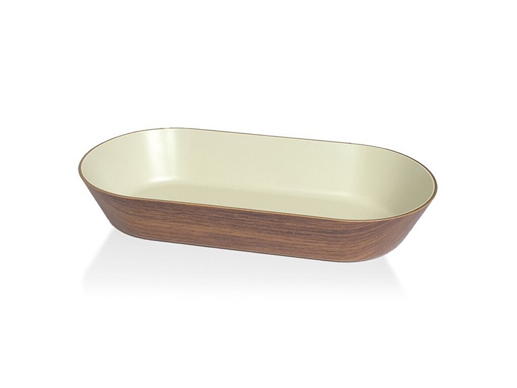 Fad Snack Oval 33x18 cm Trælook/Hvid