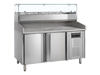 Pizzabord 2 låger m/køleopsats GN1/3 x6