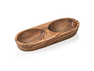 Skål Dobbelt Oliventræ 25x11x3,5cm 