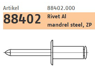 Blindnitte Alu/Stål åben - Standard hoved