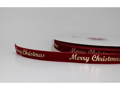 Velvet ribbon burgundy Merry Christmas 16mmx20m