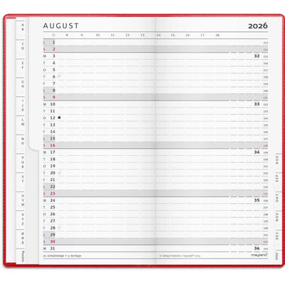 Index Planner månedskalender rød vinyl 2026