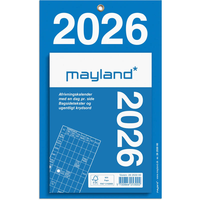 Kontorafrivningskalender m/bagsidetekst 2026