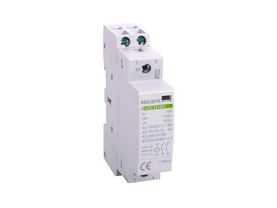 Noark brumfri kontaktor 16A, 230V AC/DC, 1NO, 1M