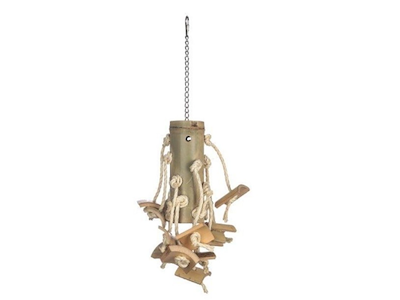 Papegøjelegetøj Bamboo Fun 35 cm – Naturligt Bambus- og Reblegetøj til Store Fugle