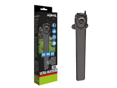 Aquael Ultra Heater Day & Night 200W – Stødsikker Akvarievarmer med Døgnrytmefunktion
