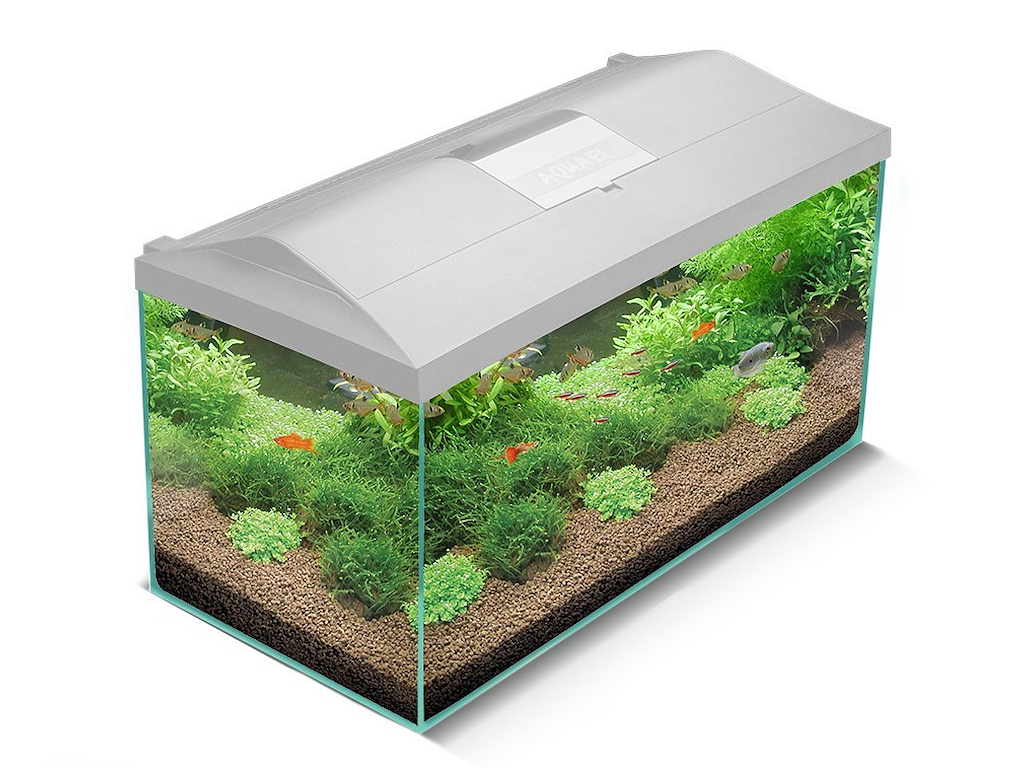 Aquael LEDDY 75 hvid 2.0 – Akvariesæt 105L inkl. LED-lys, filter og varmelegeme