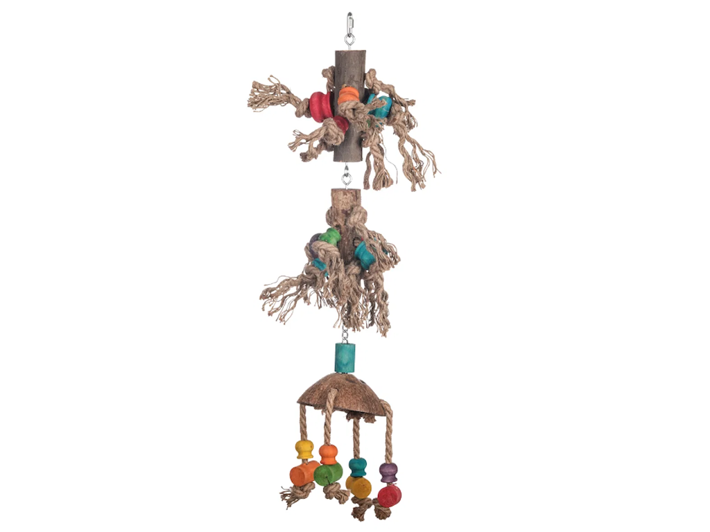 Papegøjelegetøj Coco Fantasy 80 cm – Naturligt Aktivitetslegetøj med Kokos & Træ