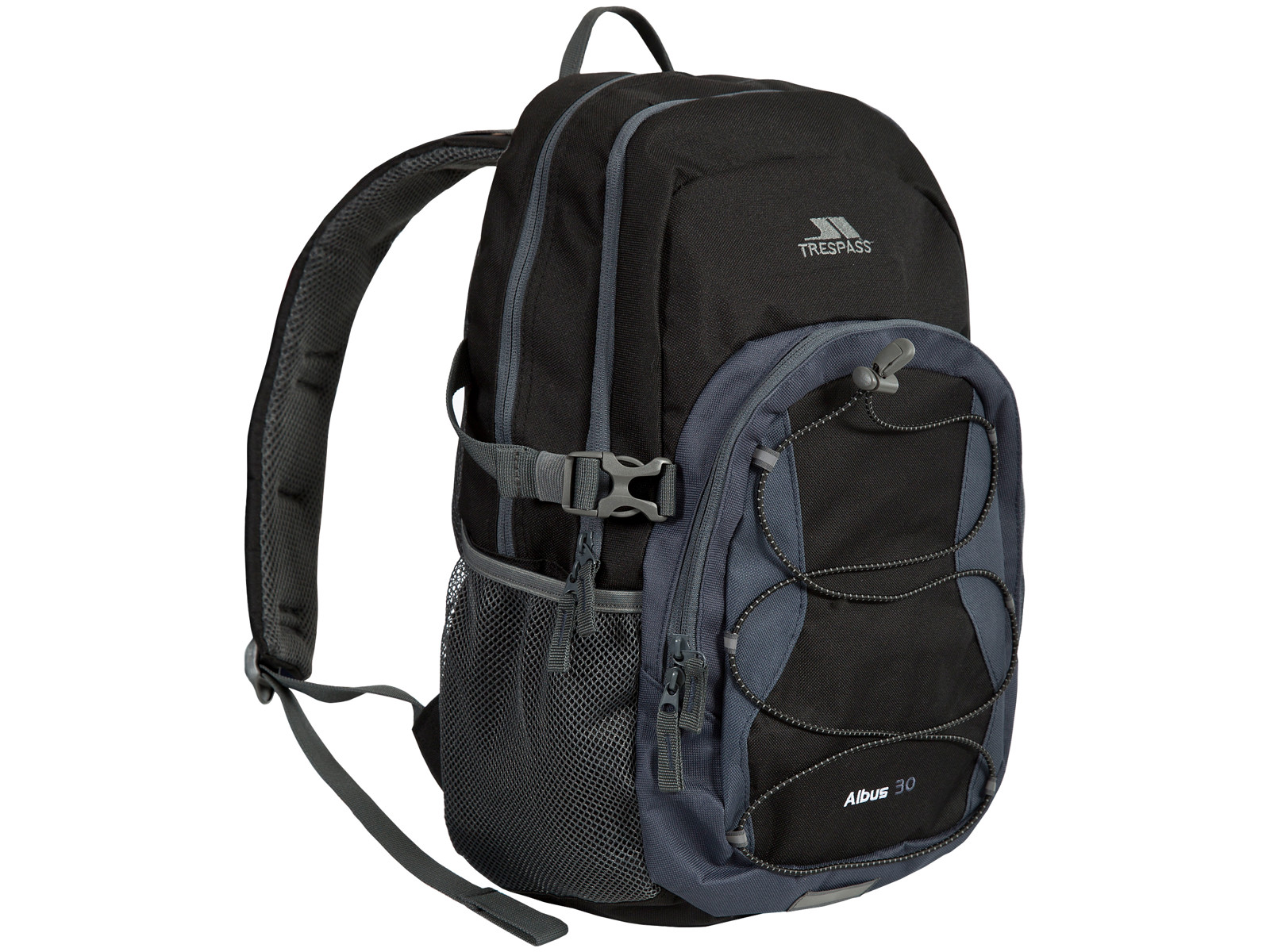 Trespass Albus Ryggsekk 30 liter Svart grå (NOK 296,38) Trespass sulcata reflekterende cover til ryggsekk 20 35
