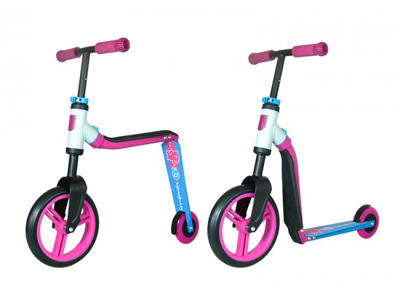 Scoot&Ride 2 i 1 løbehjul og løbecykel - Highway buddy - Pink/Blå