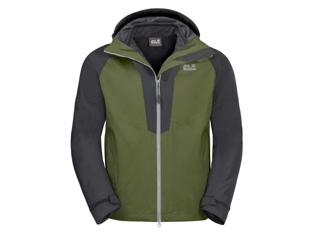 Jack Wolfskin Apex Peak JKT - Vandtæt 3i1 herrejakke - Grøn/Grå - Str. XXL thumbnail