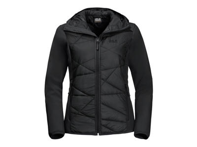 Jack Wolfskin Grassland Hybrid Hood W. - Fiberjakke dame - Sort