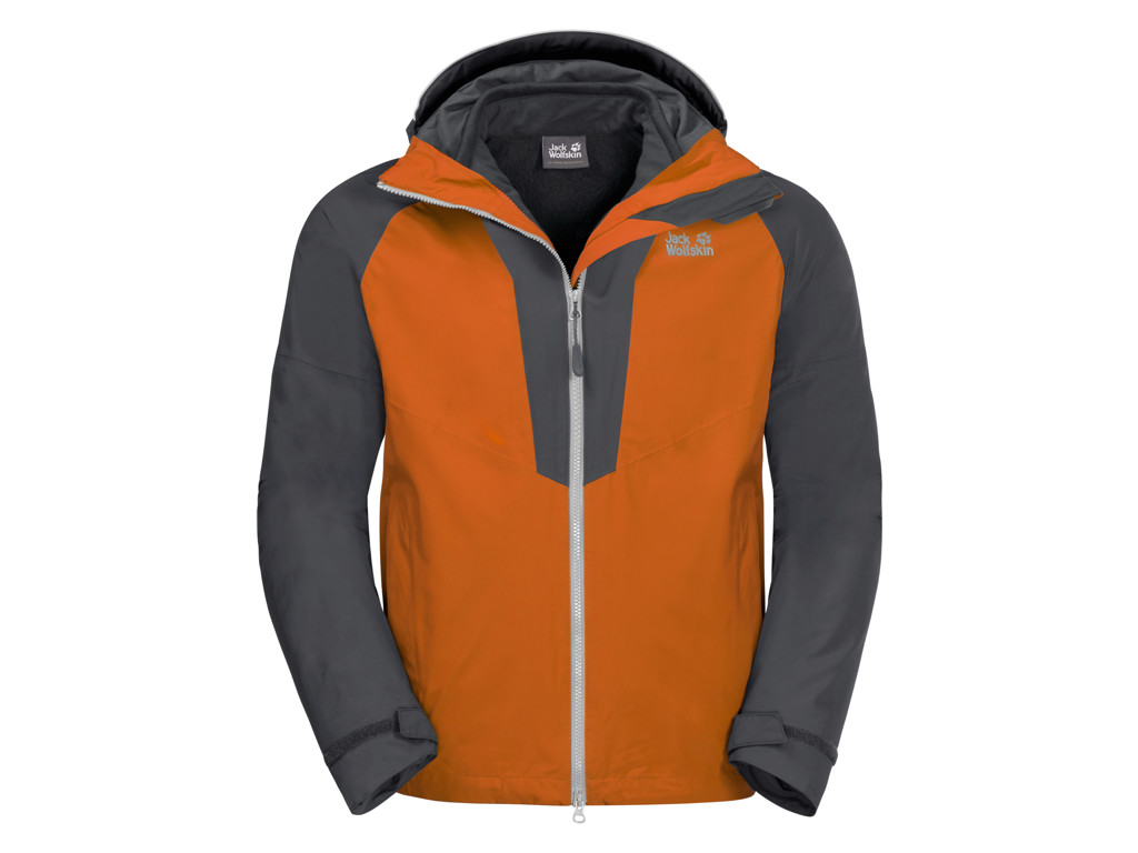 Jack Wolfskin Apex Peak JKT - Vandtæt 3i1 herrejakke - Orange/Grå - Str. M Billede af Jack Wolfskin Apex Peak JKT - Vandtæt 3i1 herrejakke - Orange/Grå - Str. M