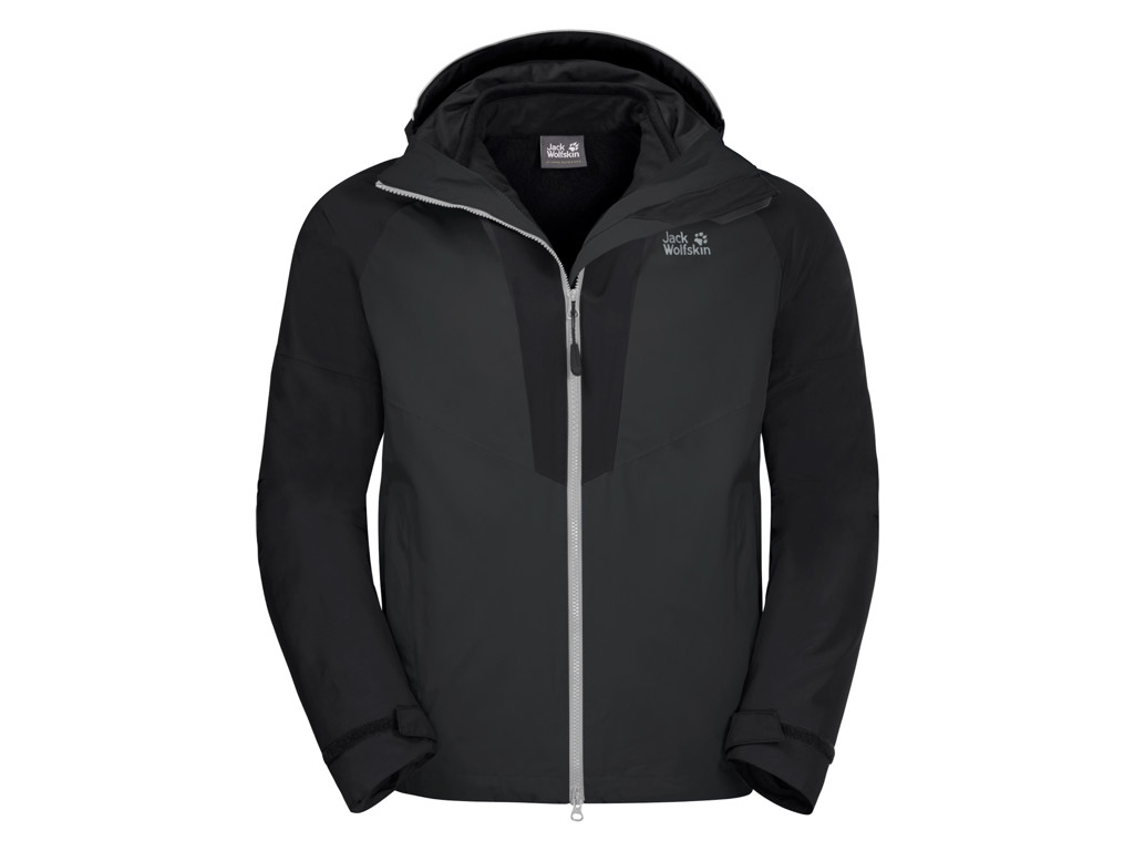 Jack Wolfskin Apex Peak JKT - Vandtæt 3i1 herrejakke - Mat Sort - Str. L thumbnail