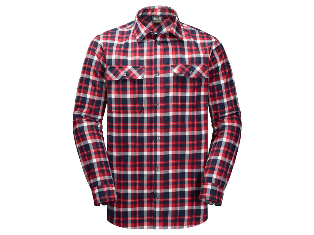 Jack Wolfskin Bow Valley Shirt - Skjorte herre - Tern Rød - Str. L thumbnail