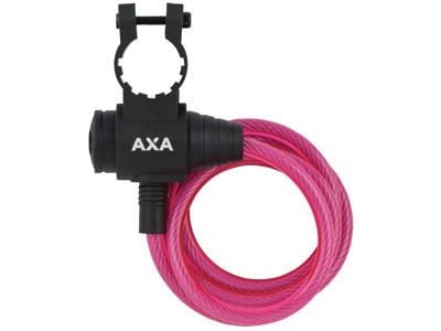Axa - Zipp - Spirallås - 1200x8mm - Med nøgle - Pink