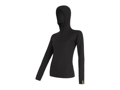 Sensor Merino DF Tee LS Hood - Uldundertrøje m. hætte- Dame - Sort