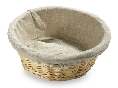 Kurv flettet rund 29 cm H. 9 cm m. klæde