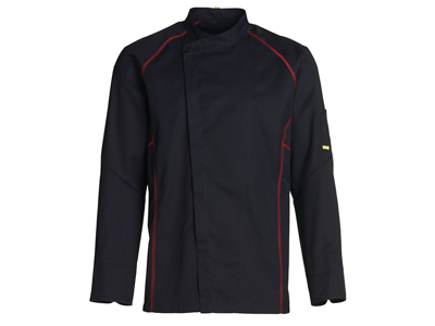 Kentaur Kokkejakke Unisex Sort m/rød flatlock