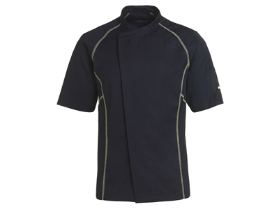 Kentaur Kokkejakke Unisex Sort m/lime flatlock