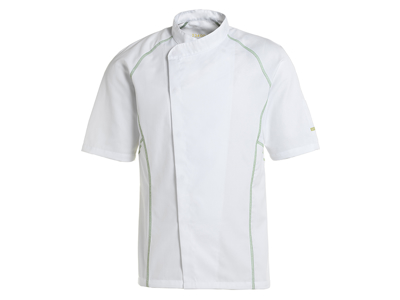 Kentaur Kokkejakke Unisex Hvid m/grøn flatlock