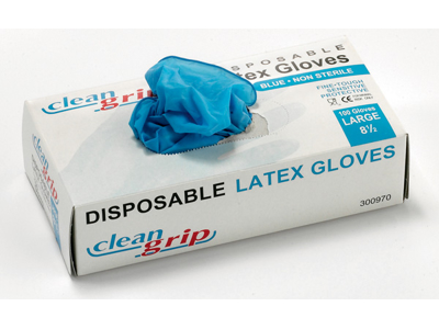 Latexhandske blå puderfri S 100 stk