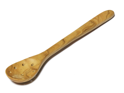 Ske Oliventræ med huller lille 13 cm6 cm